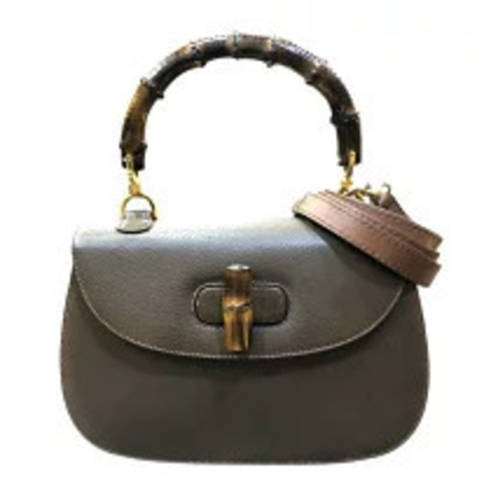 Gucci Bamboo Handbag Brown Leather